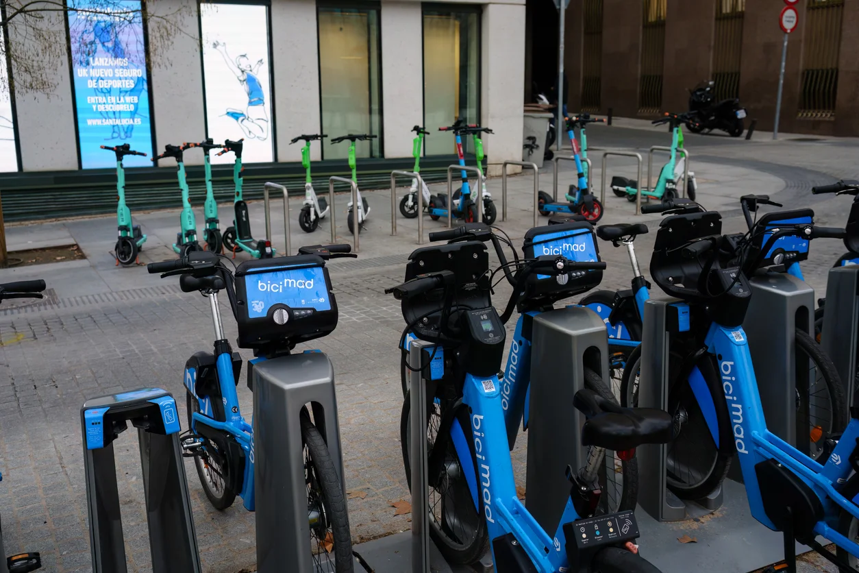 An image of a collection of blue and teal e-scooters representing electric scooter crashes and e-scooter injury lawsuits handled by Trident Law HQ