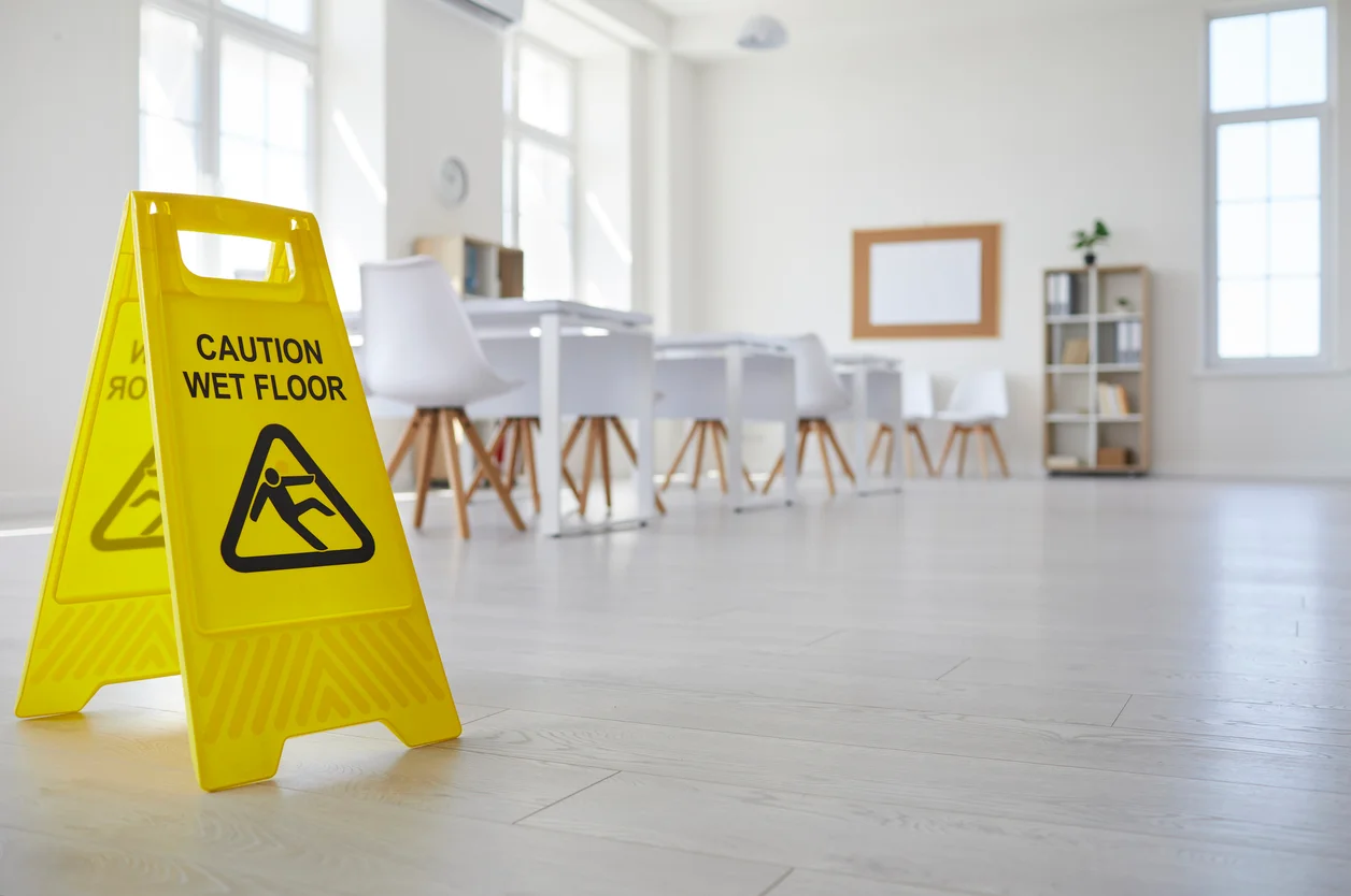 caution wet floor sign in business
